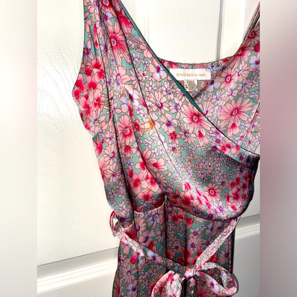 Monteau Floral Maxi Dress in Pink and Green